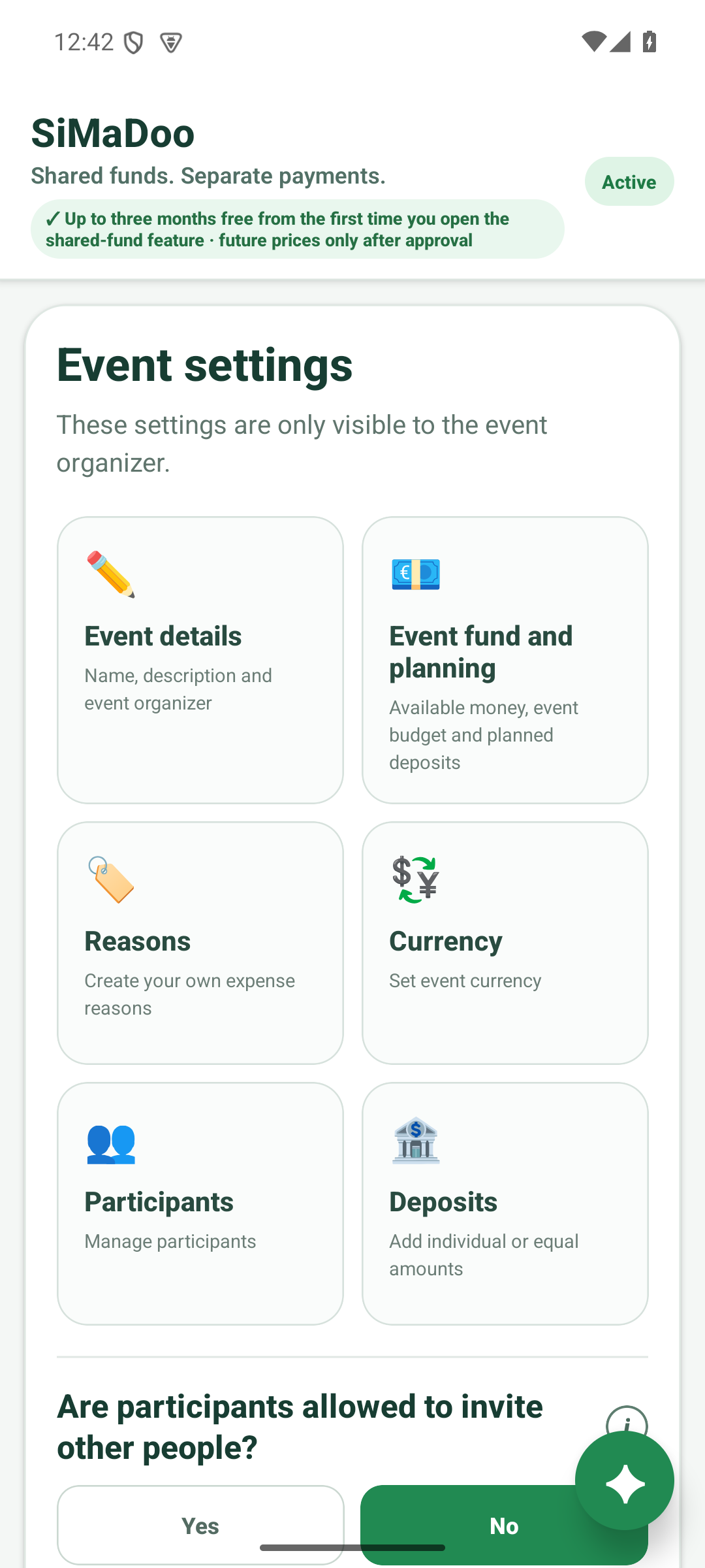 Manage the event fund