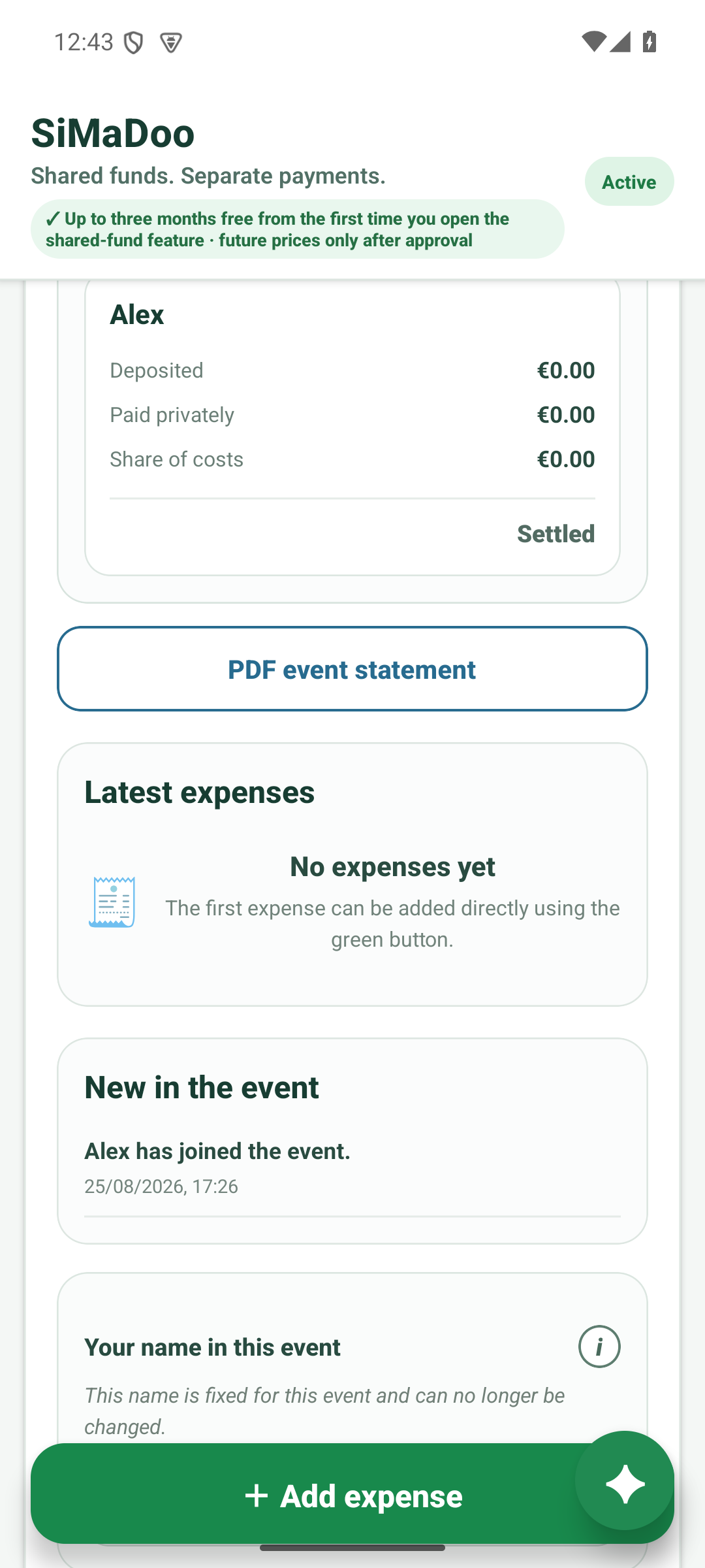 Event fund settlement