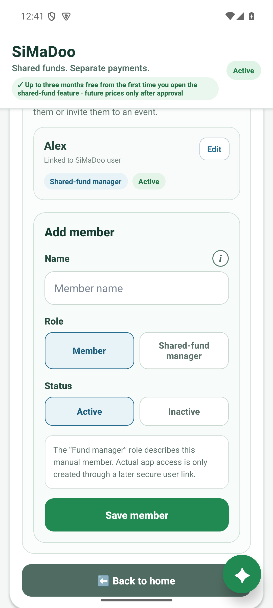 Manage the team fund