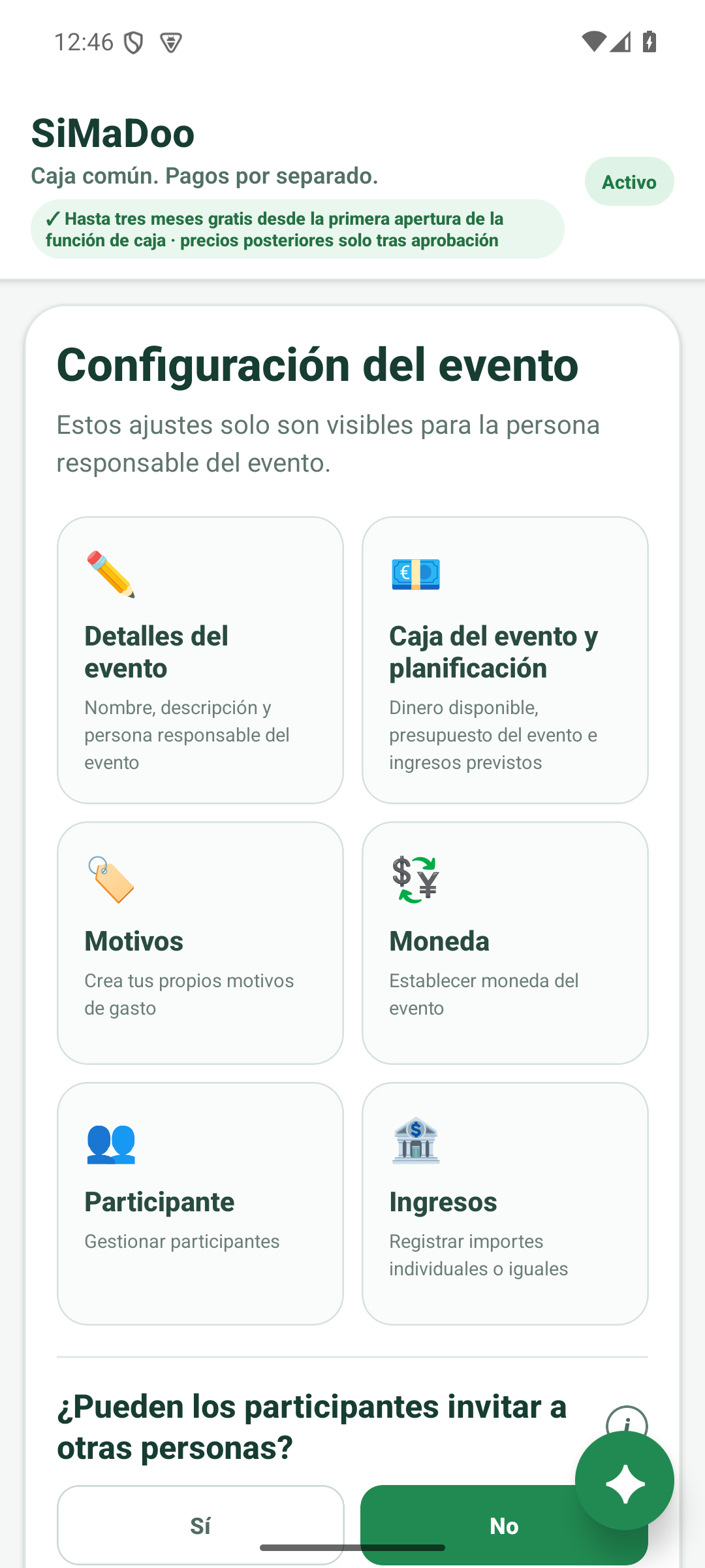 Gestionar la caja del evento