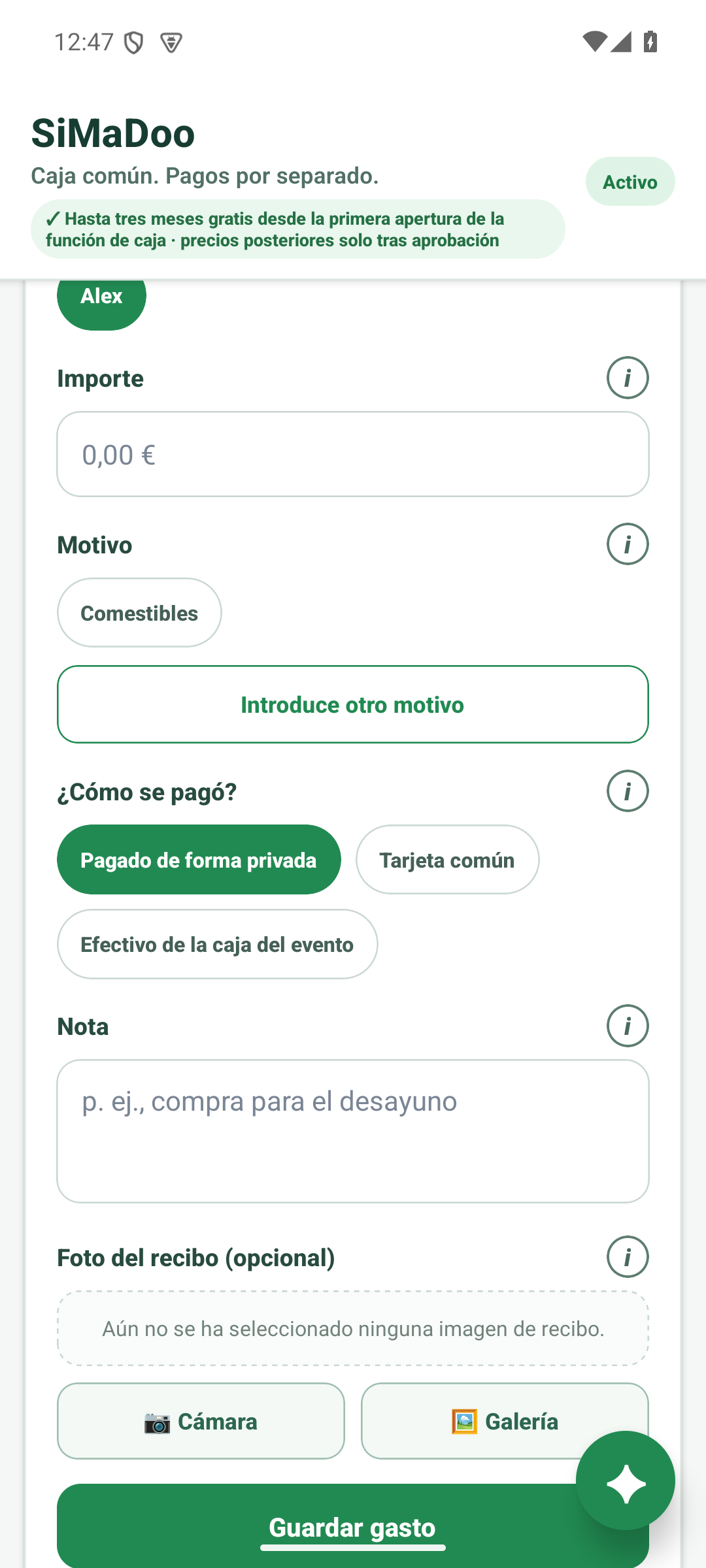 Registrar un gasto