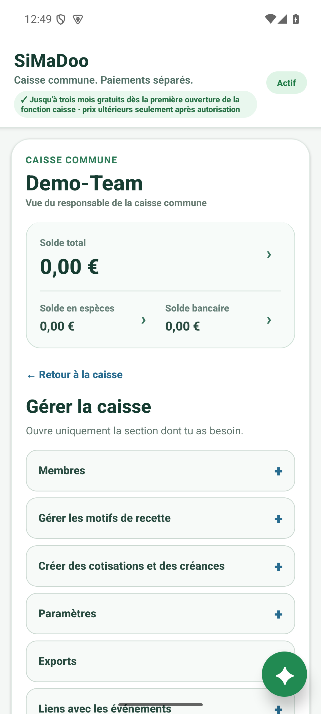 Gérer la caisse commune