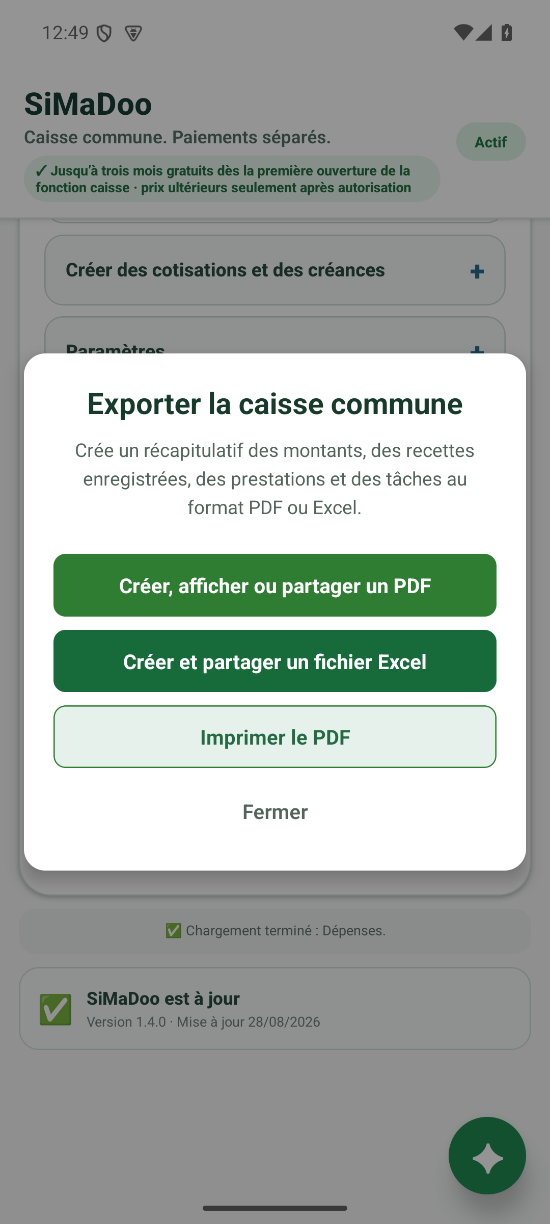 Exporter en PDF et Excel