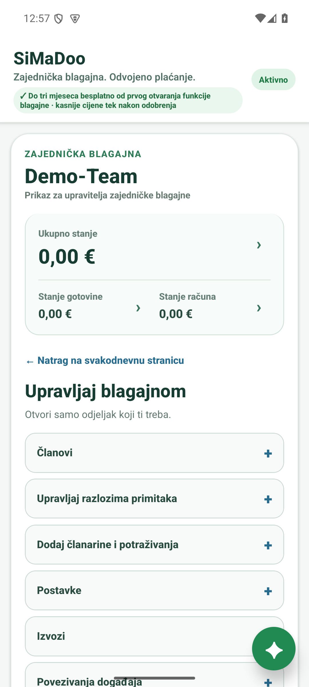 Upravljati zajedničkom blagajnom