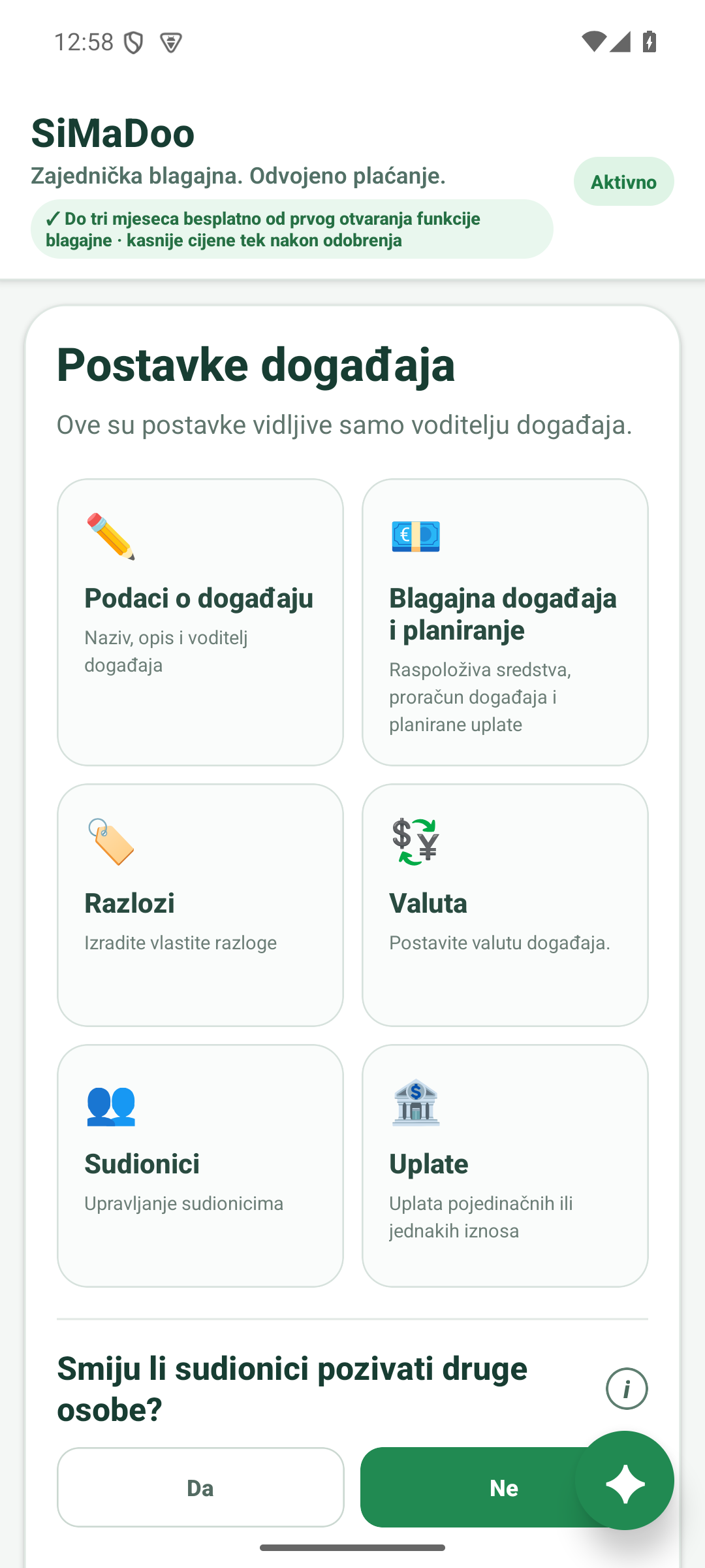 Upravljati blagajnom događaja