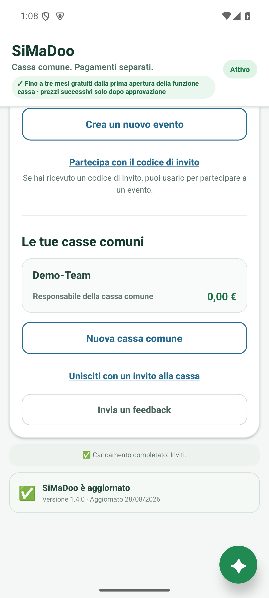Scegliere o creare una cassa