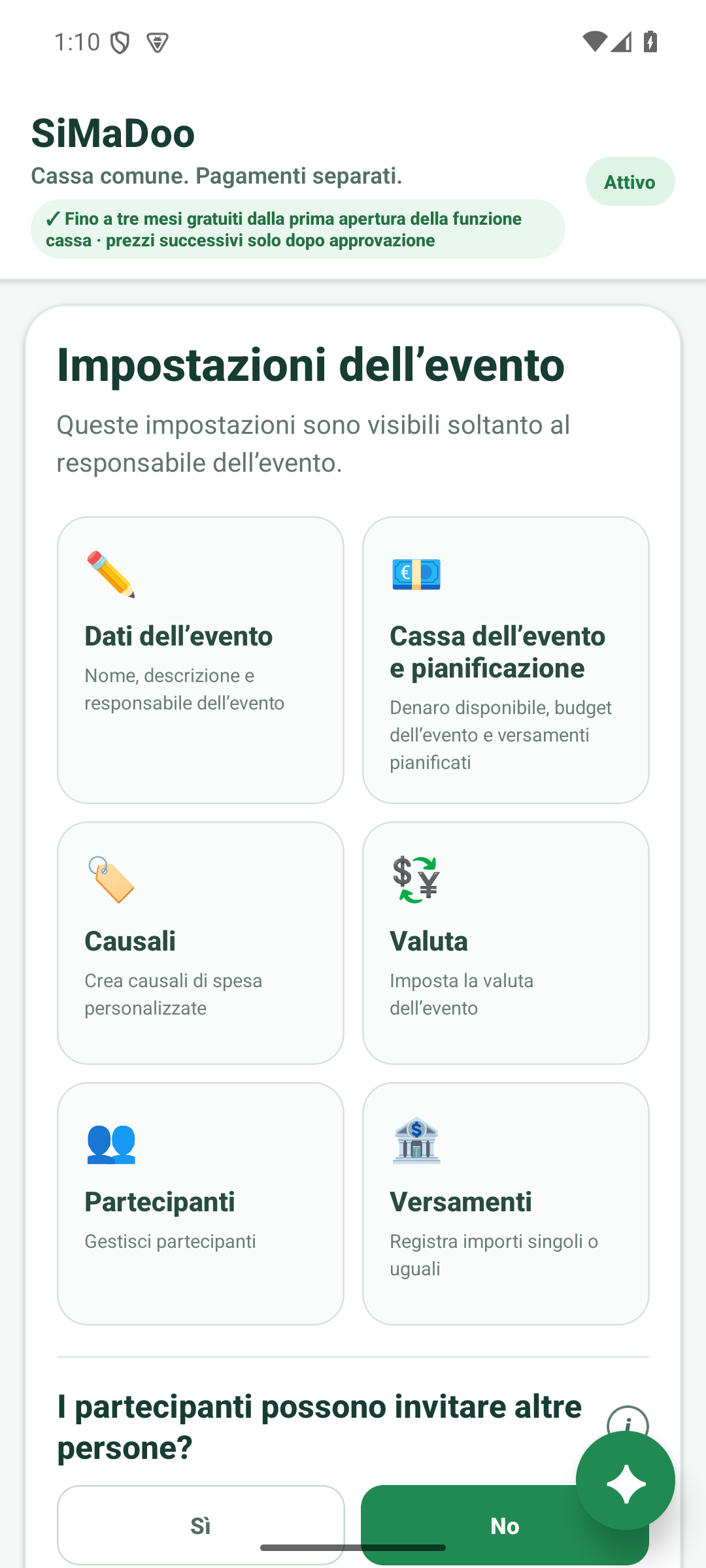 Gestire la cassa evento