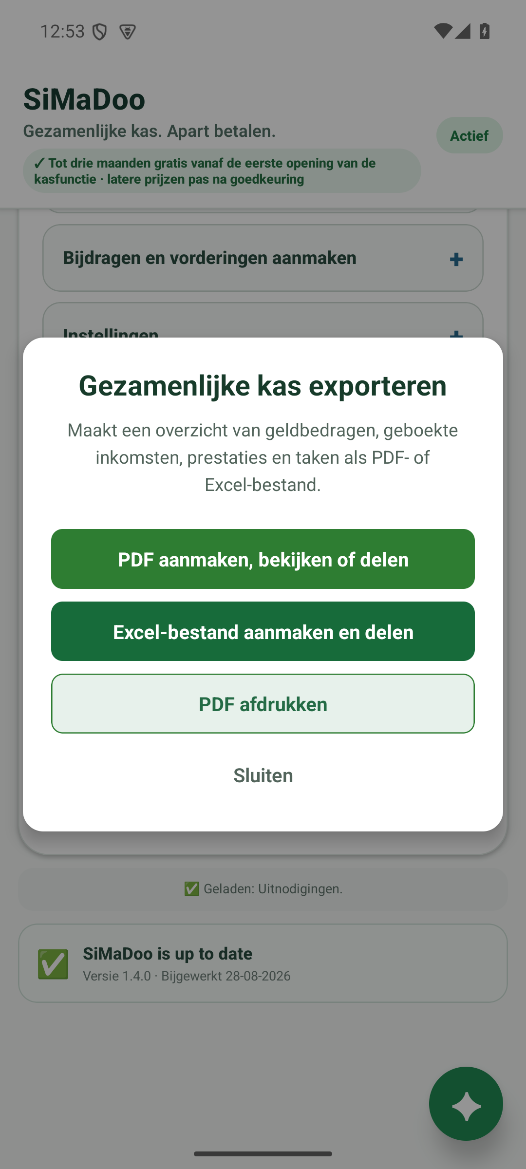 PDF en Excel exporteren