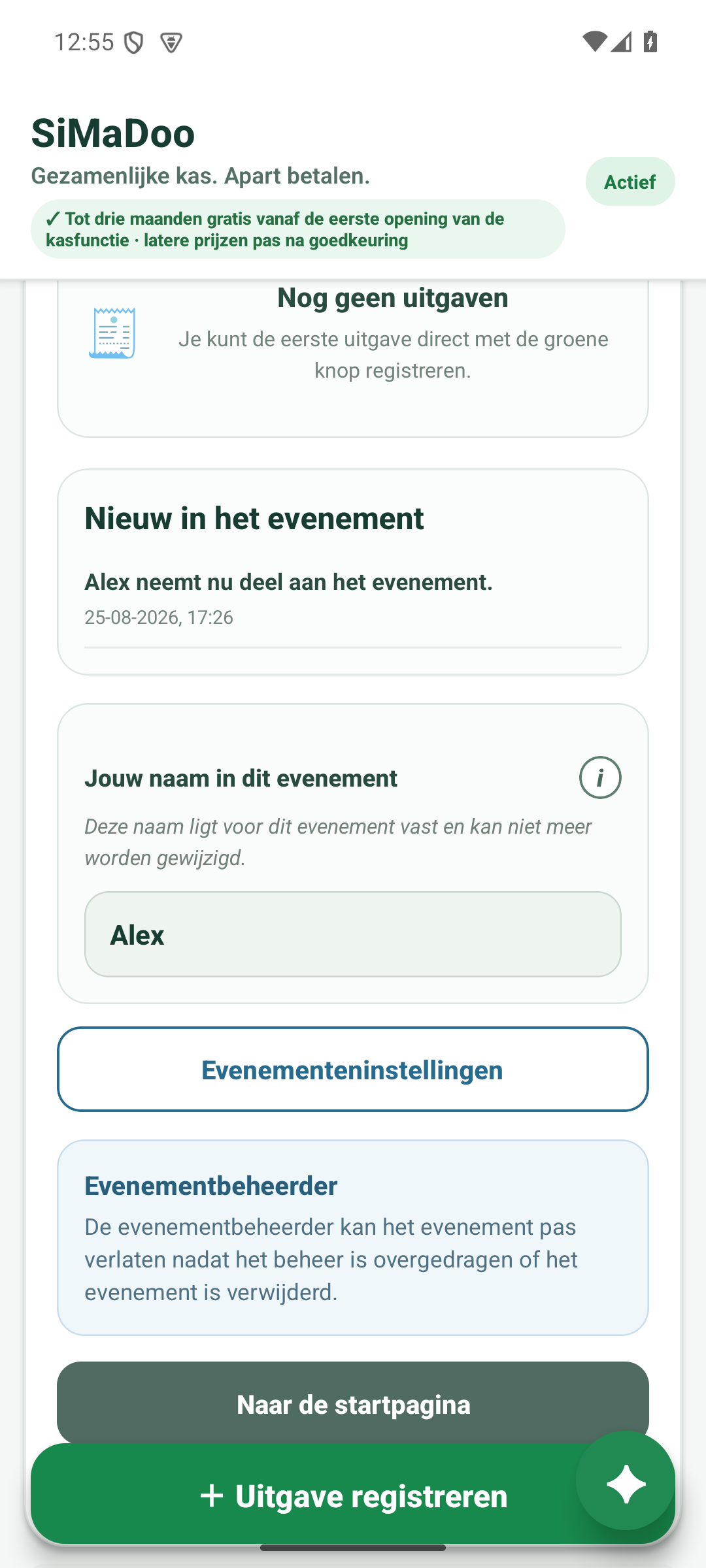 Afrekening evenementkas