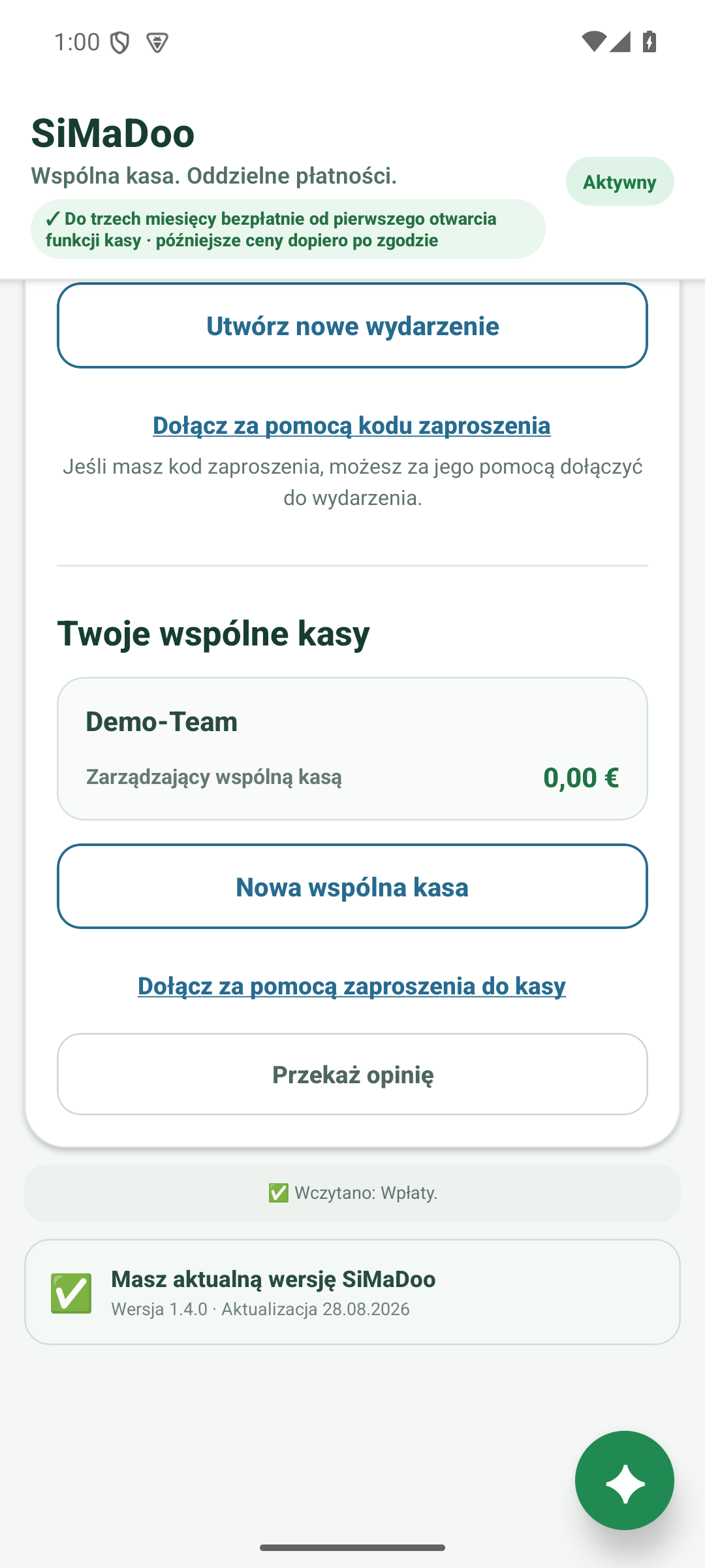Wybrać lub utworzyć kasę