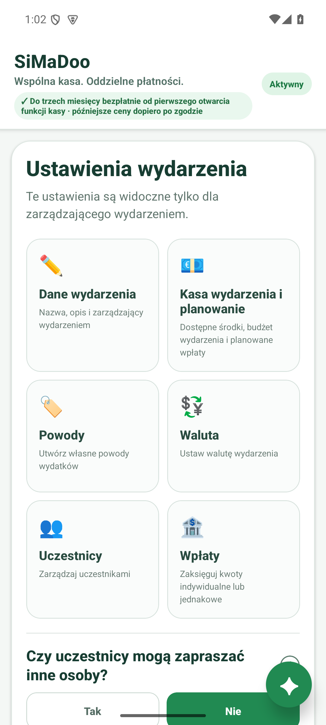 Zarządzać kasą wydarzenia