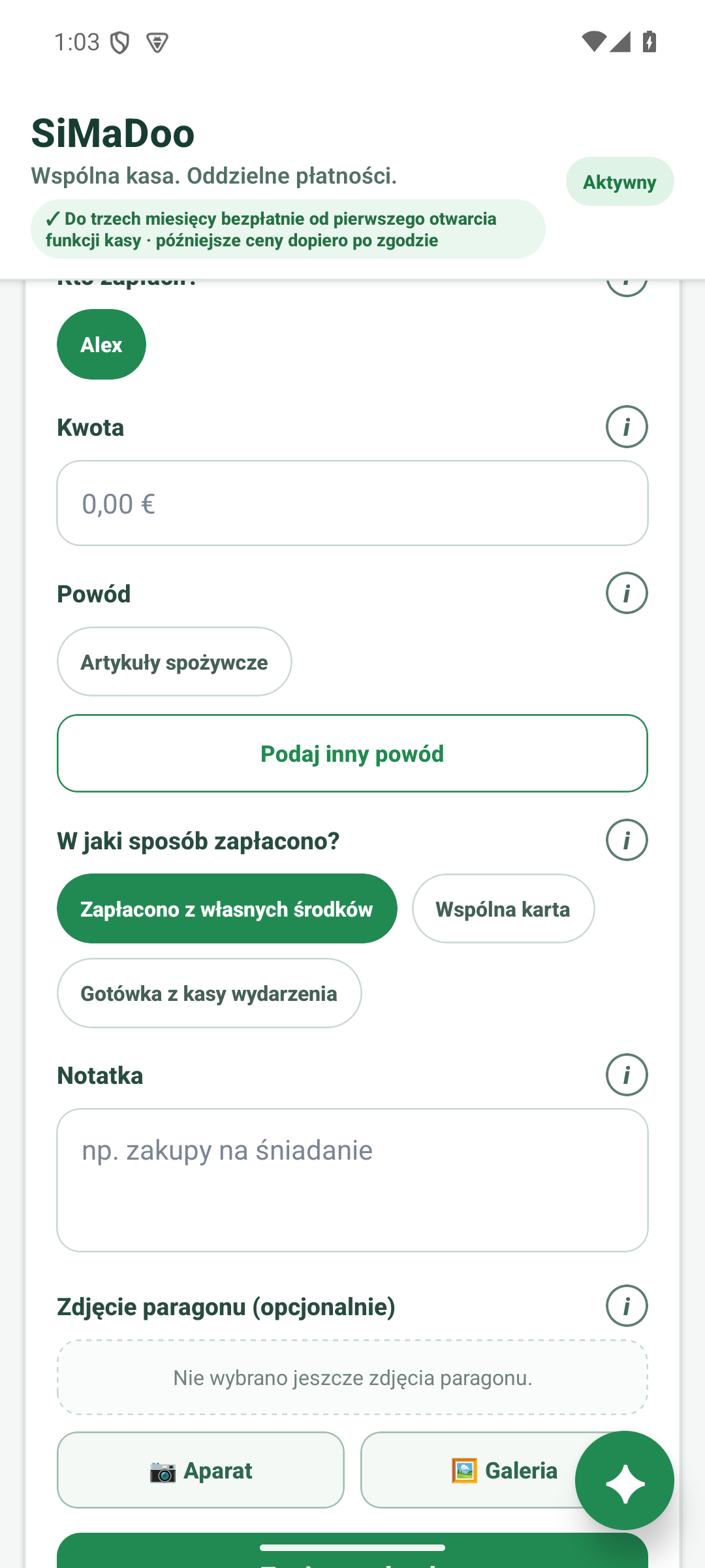 Dodać wydatek