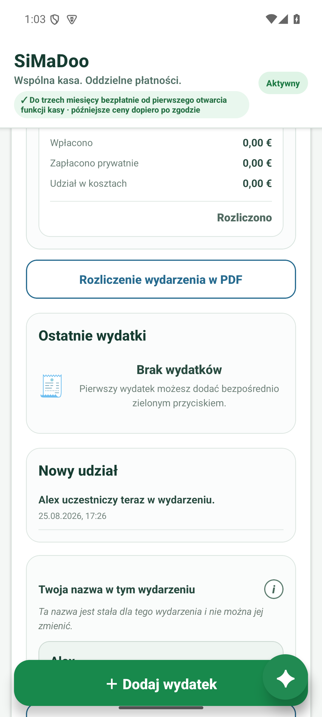Rozliczenie kasy wydarzenia