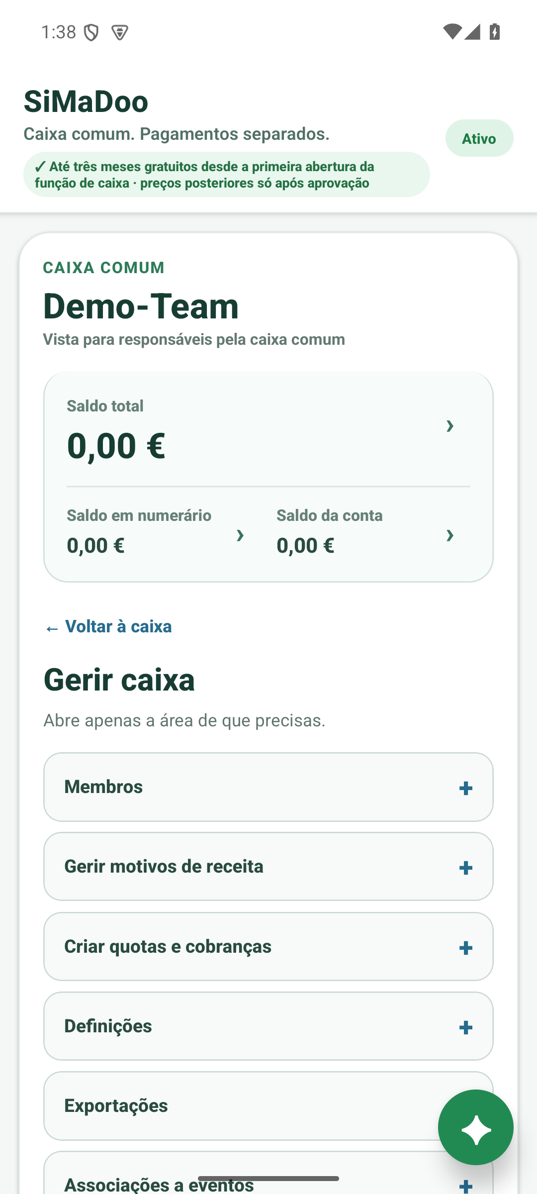 Gerir a caixa comum