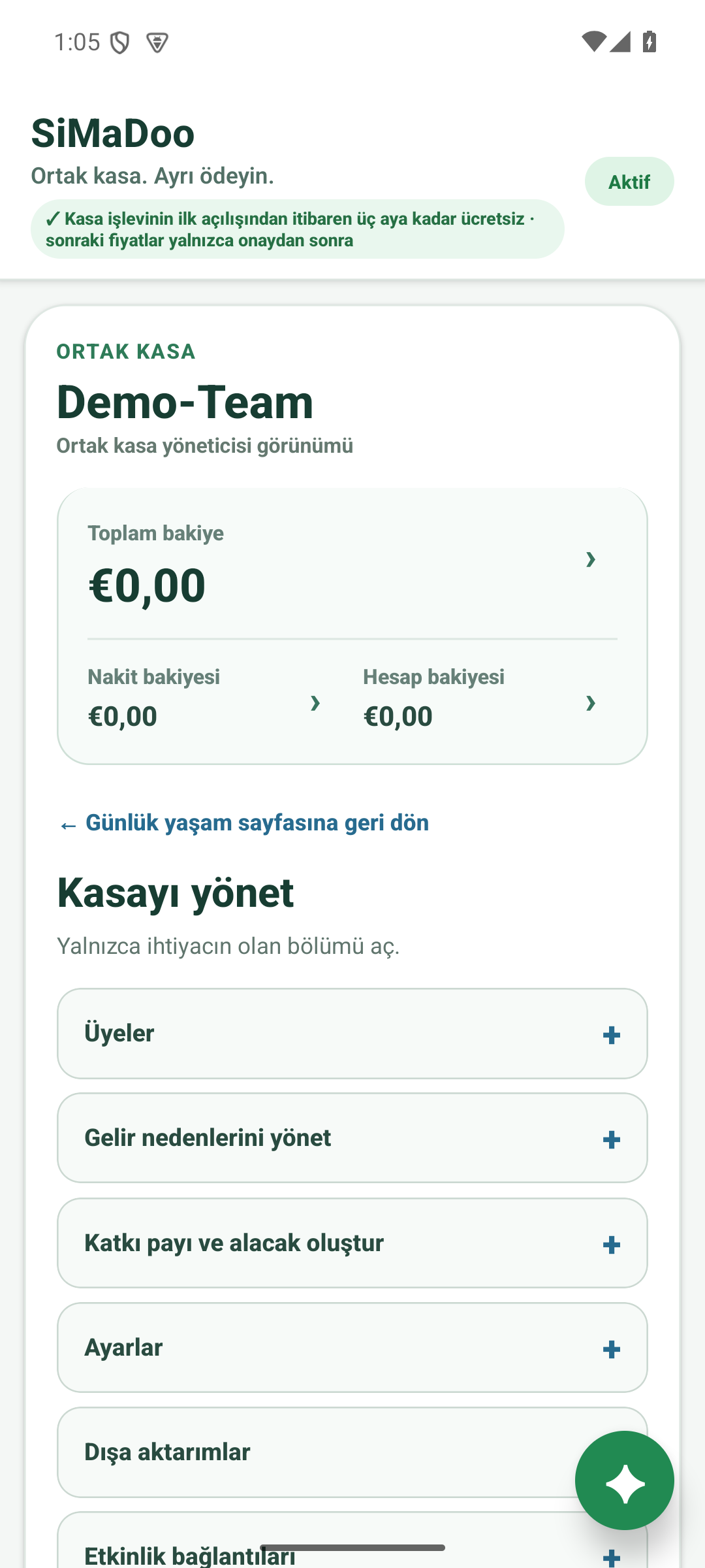 Ortak kasayı yönet